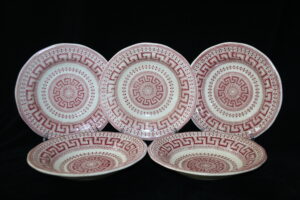 Set of 5 Petrus Regout Maastricht décor Goudkust red on... 